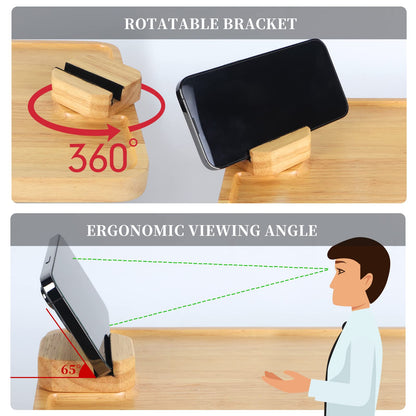 TISEMENT Couch Tray for Wide Sofa, 11.8’’ × 8.7’’ Clip On Sofa Arm Tray with 360° Rotating Bracket,Foldable Couch Arm Table for widening Space, Rubber Wood Couch Cup Holder for Drinks/Snacks/Fruits