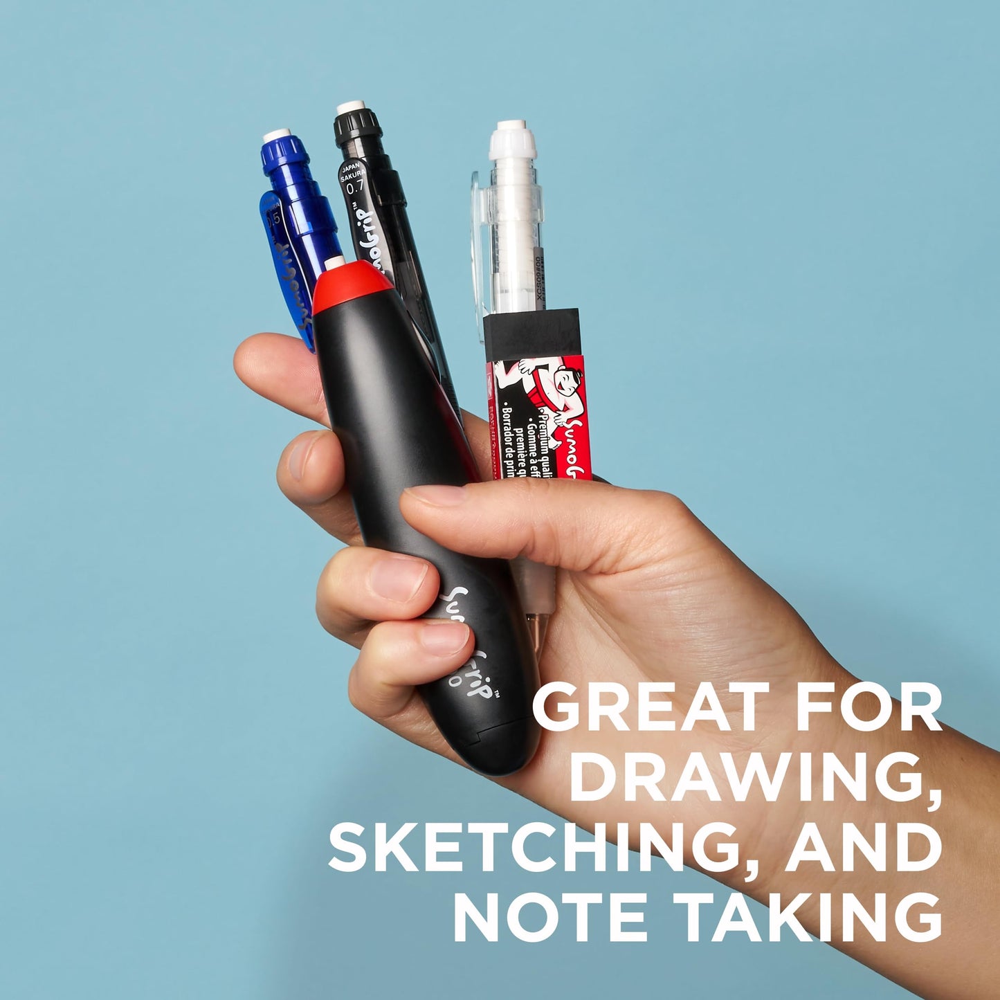 SAKURA SumoGrip Pencil with Comfort Grip - 0.9 mm Ergonomic Mechanical Pencil - Clear