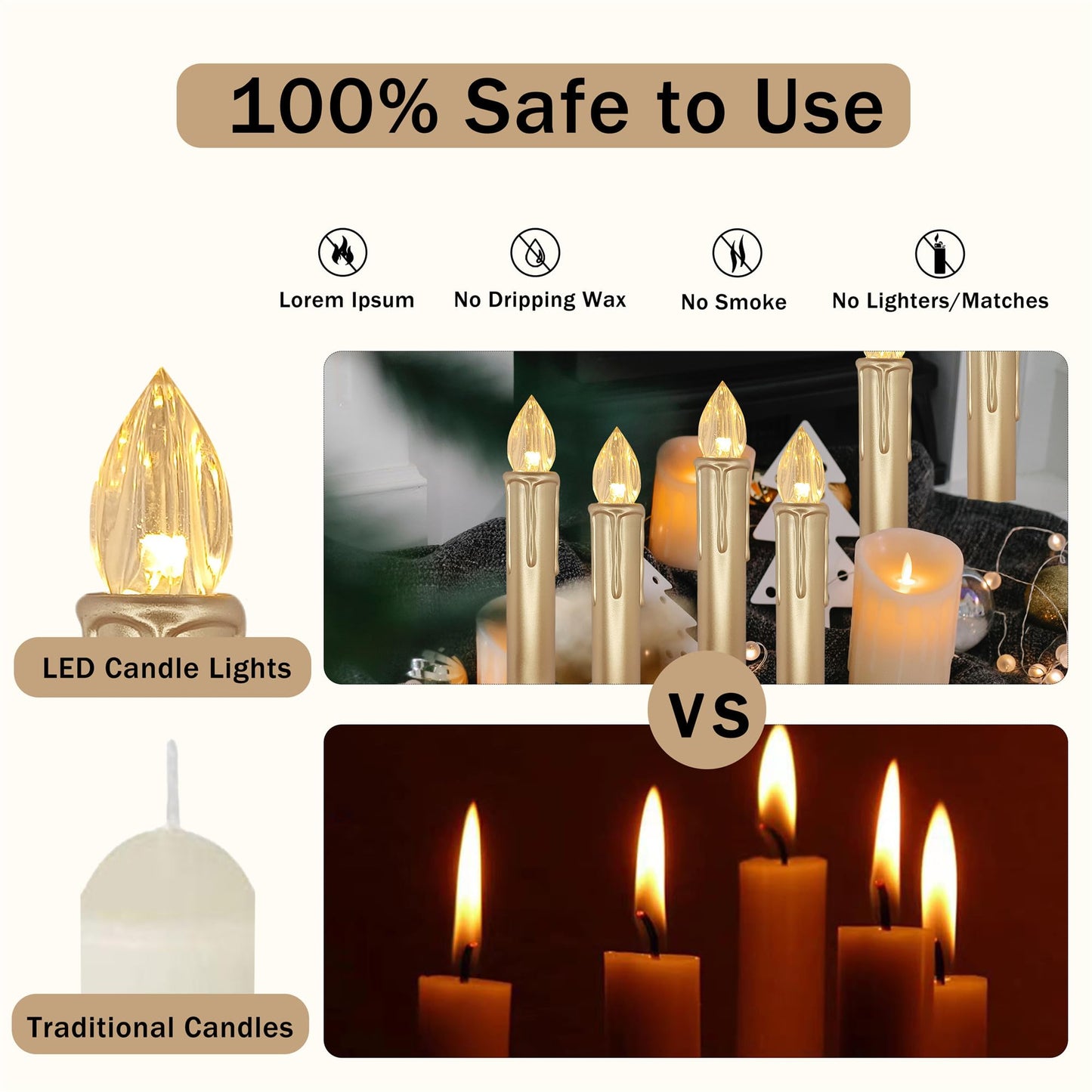 Gedengni Flameless LED Taper Candles with Clips, 4” Battery Operated Window Candles with Remote Timer Mini LED Chandelier Candlesticks for Home Decor Wedding Church Party & Tree Lighting,10 Pack,Gold