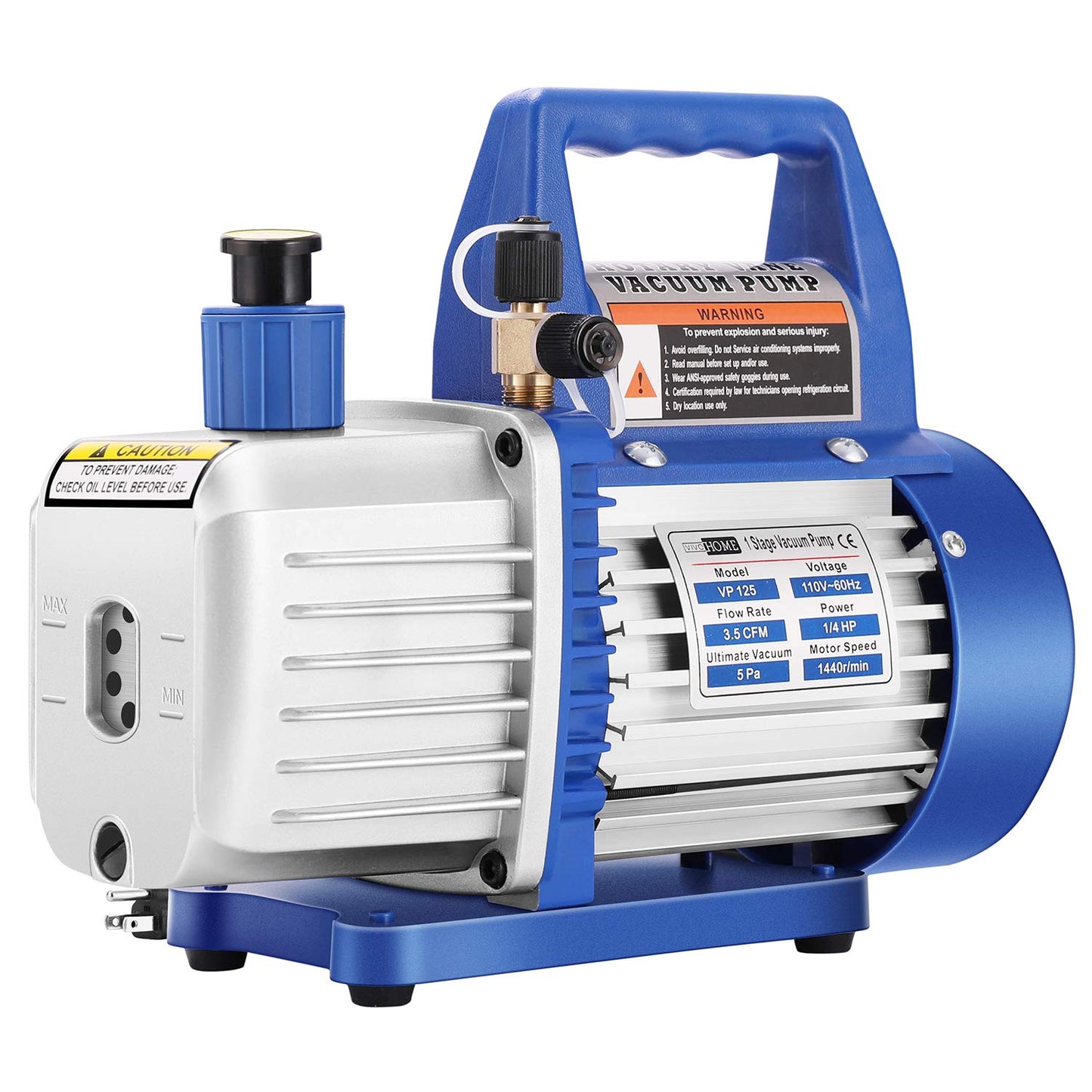 VIVOHOME 110-120V AC 60Hz 3/4HP Single Cylinder Portable Refrigerant Recovery Machine and 110V 1/4 HP 3.5 CFM Single Stage Rotary Vane Air Vacuum Pump