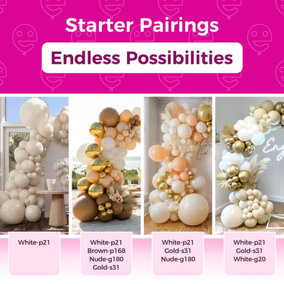 Bezente White Sand Latex Party Balloons - 150 Pack 5 inch Matte Sand White Helium Balloons for Birthday Wedding Bridal Shower Gender Reveal Party Decoration
