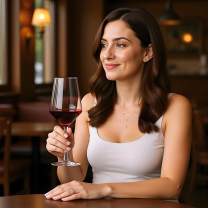 Hand Blown Red Wine Glasses Set of 4 – Premium Crystal Wine Glasses With Long Stem 14 oz – Daily Use, Unique Wedding Anniversary or Birthday Gift – Ideal for Restaurants, Home Bar