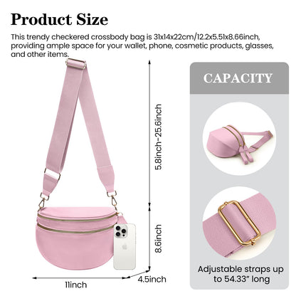 Nylon Crossbody Bags Bum Bag for Women Large Sling Bag Purse with Adjustable Strap（Black）