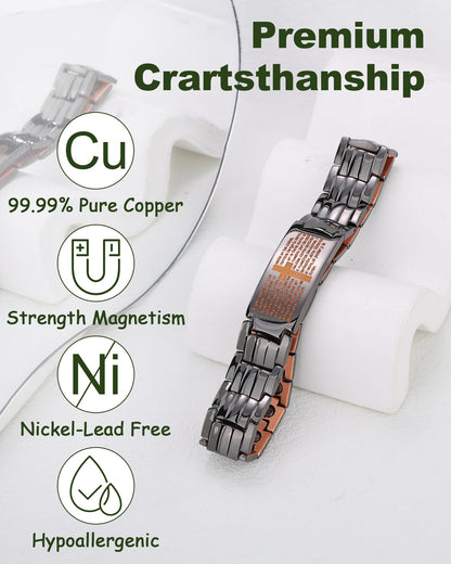 MagEnergy Copper Bracelet for Men, 99.99% Cross Copper Magnetic Bracelet with Strength 3500 Gauss Magnets, Pulsera de Cobre para Hombres, Jewelry Gift for Him