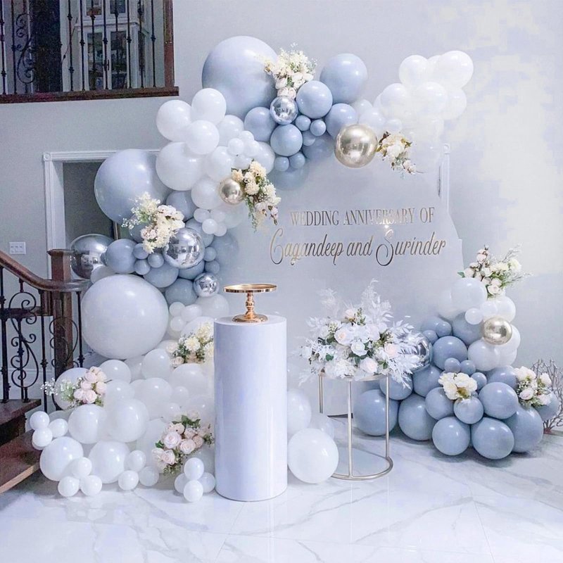 PartyWoo Dusty Blue Balloons 50pcs 12 Inch Slate Blue Boho Neutral Latex Helium Balloons for Baby Shower Wedding Graduation Anniversary Retirement Cat Tornado Birthday Party Decorations Blue-F51
