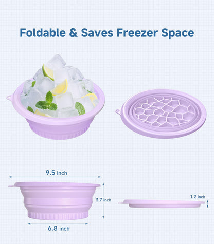 Face Bowl for Ice with Built-in Ice Tray – Collapsible Silicone Facial Ice Bath Bowl for Cold Plunge Therapy, Skin Tightening & Acne Relief – Portable Spa Tool for Home & Travel(Black)