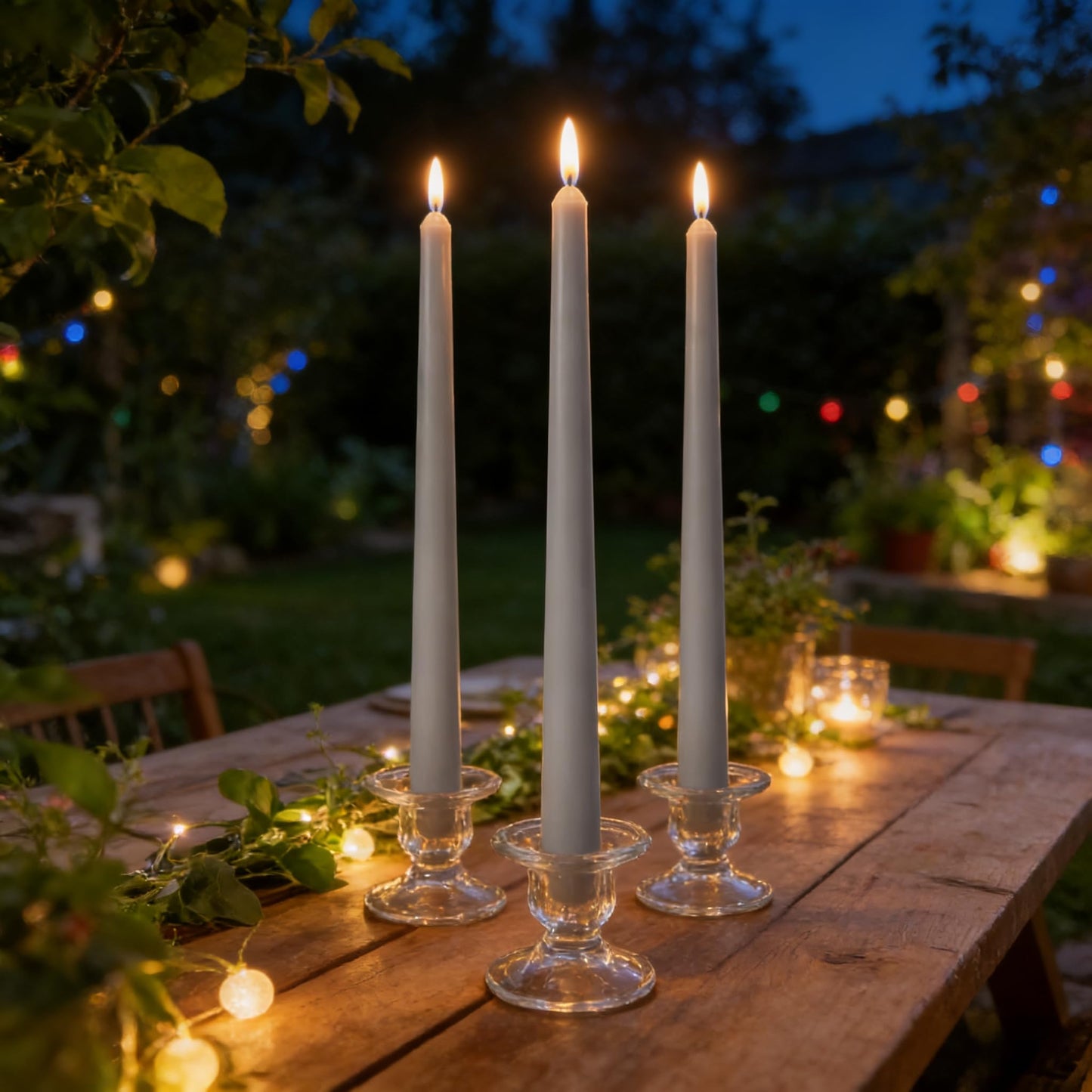 10-Inch Gray Taper Candles, 12 Pack Unscented and Dripless Candlesticks, Long-Lasting Burn Time of 7-8 Hours, Perfect for Home Décor, Weddings, and Events
