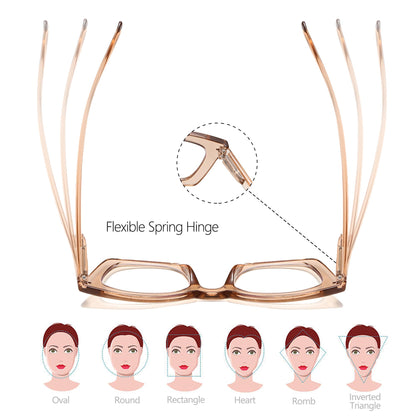 FSRTEP Oprah Style Readers for Women - 3 Pack Stylis Style Reading Glasses with Blue Light Blocking and Spring Hinge HBK +1.75