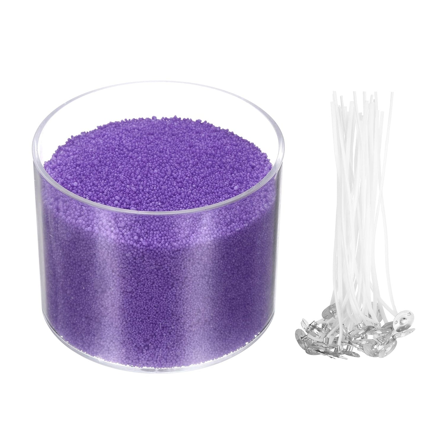 MECCANIXITY Pearled Sand Candles with 20 Pcs Wicks 7Oz / 200g Candle Beads Refillable Powder Sand Wax Making Kit for Thanksgiving Christmas Wedding Party DIY Home Crafts, Purple