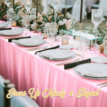 BRILLMAX 4 Pack Pink Tablecloths 90 x 132 Inch for 6ft Rectangle Tables - 150 GSM Polyester Fabric, Floor Length Drop, Water, Stain & Wrinkle Resistant Cloth Cover for Wedding Reception Banquet