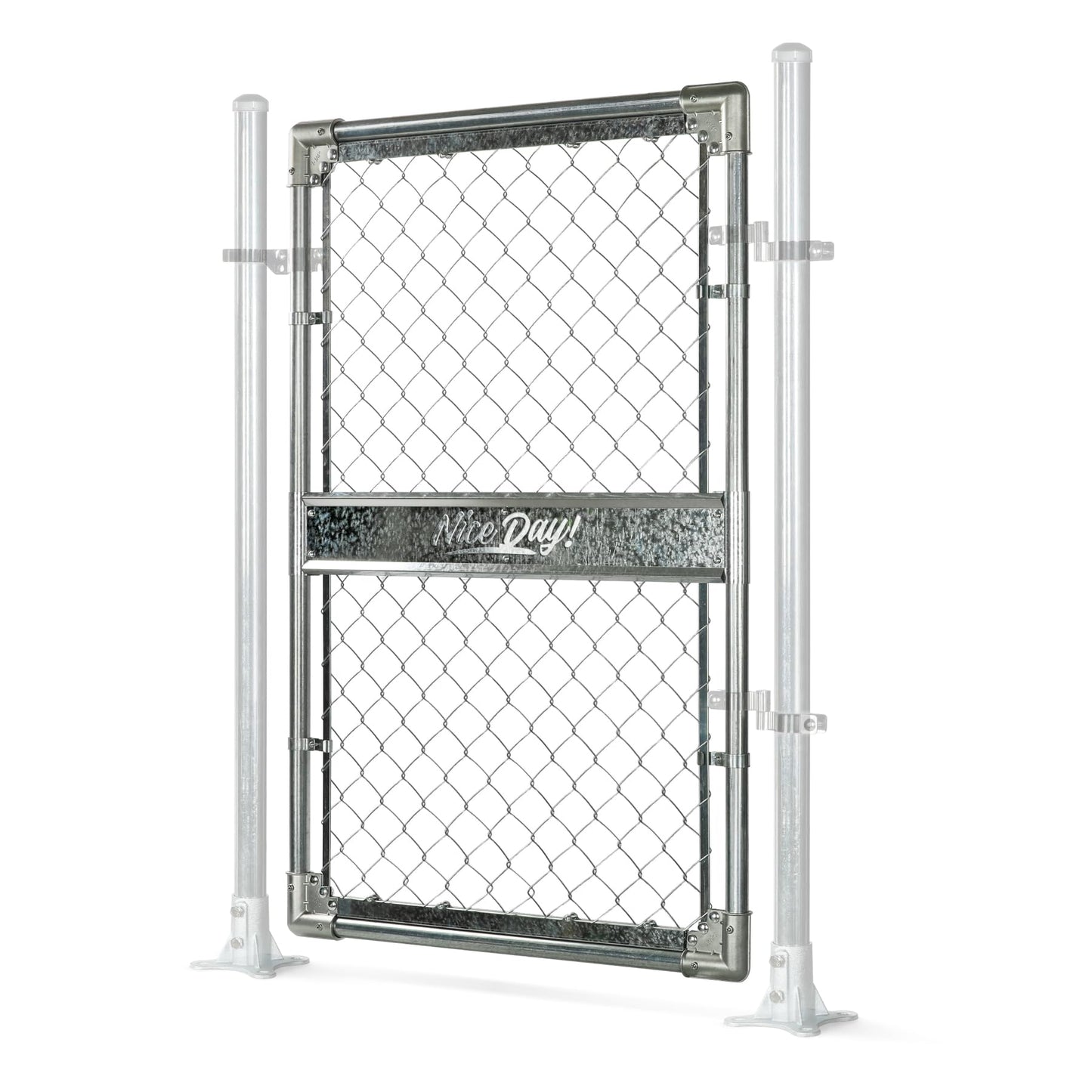 DooToo 3x4FT(31.5"W x 47.2"H) Heavy Duty Galvanized Steel Chain Link Gate, Durable Outdoor Fence Gate Easy Installation for Backyard丨Garden丨Pet Yard