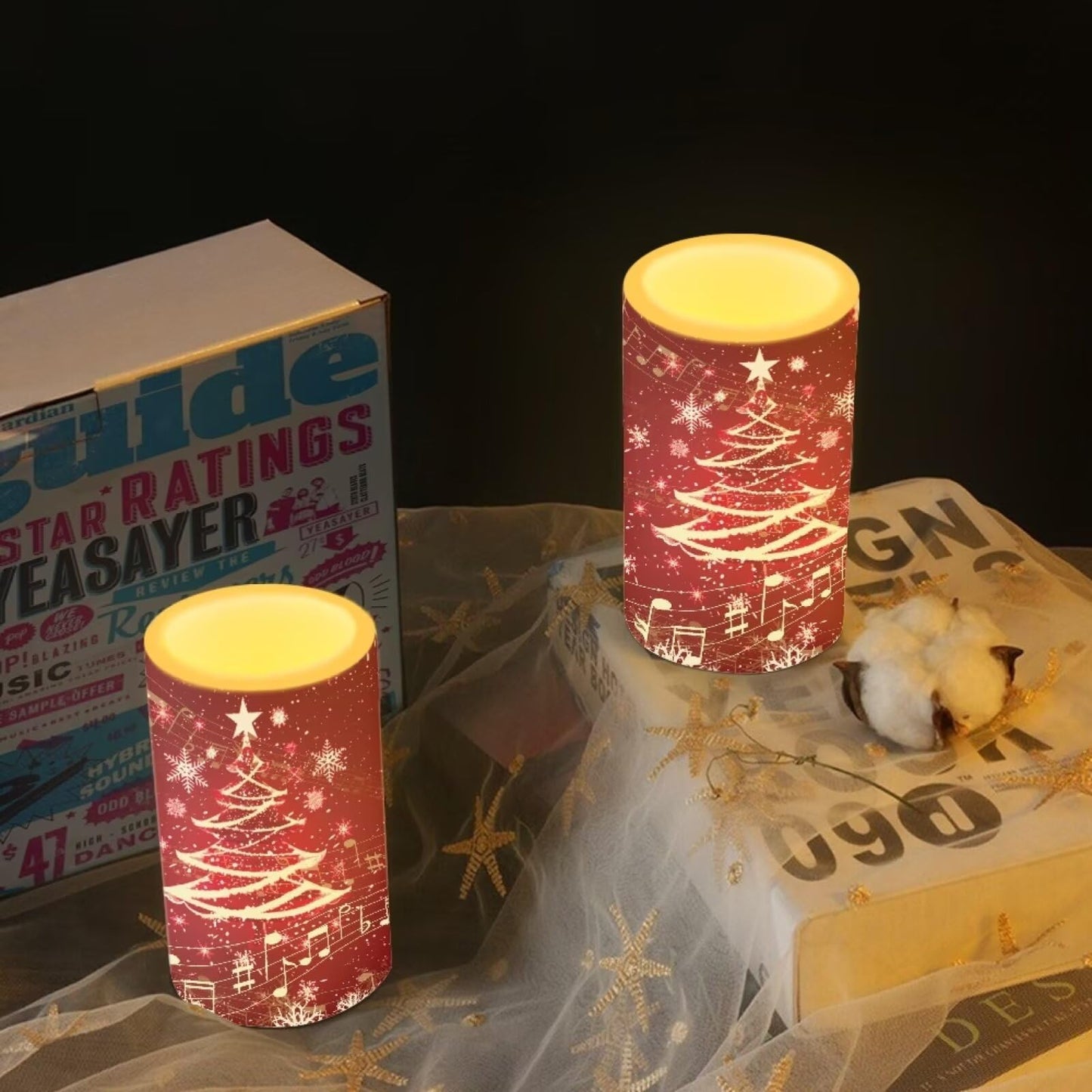 Luarisgur Red Flameless Candles with Remote Christmas Tree LED Table Candles Battery Operated with 4/8 Hour Timer for Indoor Christmas Decorations Xmas Holiday Home Flameless Flickering Candles