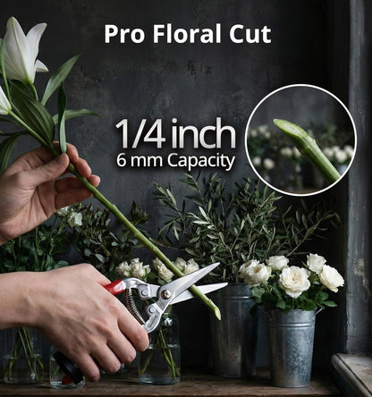 Gardeness Stainless Steel Pruning Snips with Serrated Blade, Adjustable Joint Screw Micro-Tip Garden Scissors for Harvesting Herbs, Fruit, and Floral Arranging, Corrosion-Resistant & Made in Taiwan