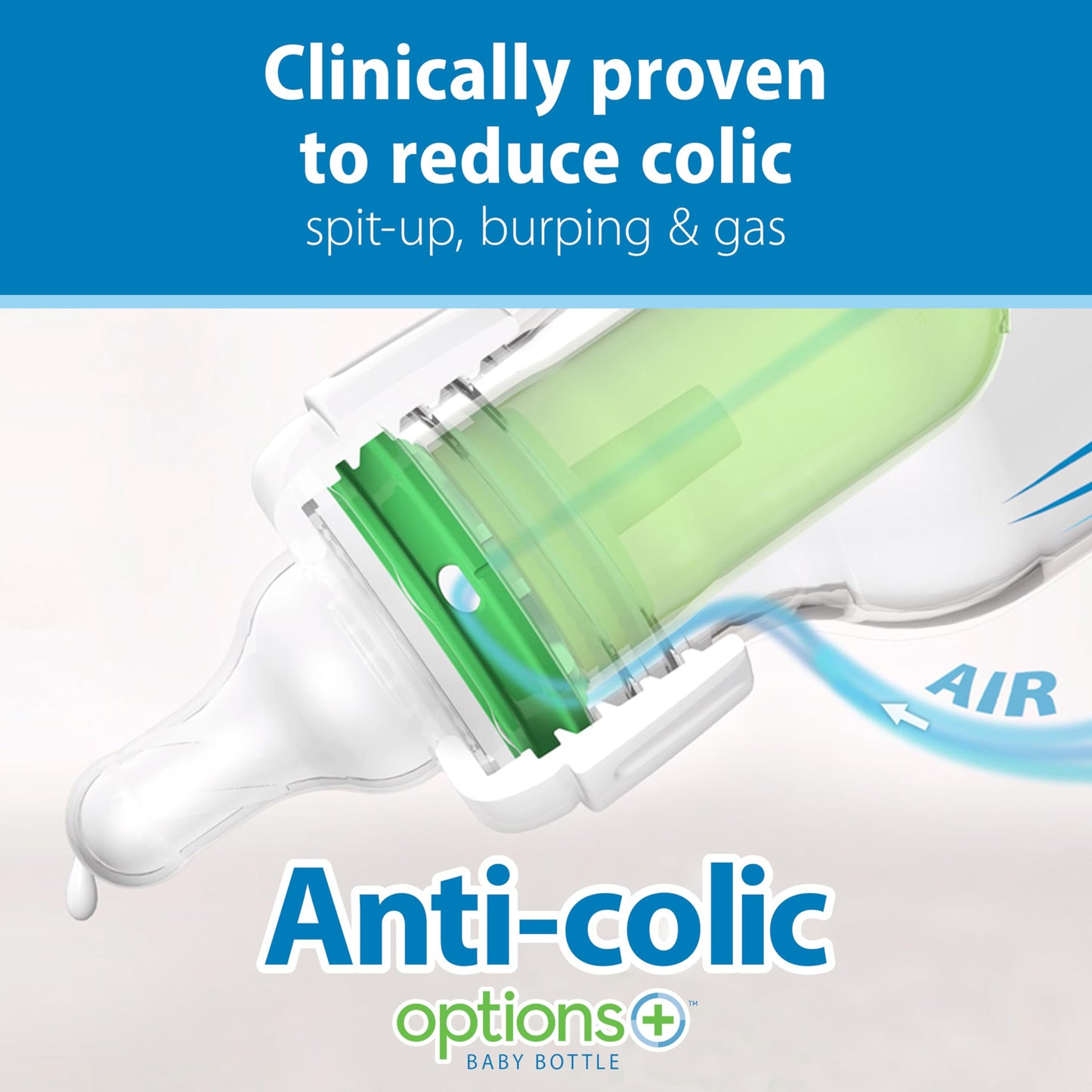 Dr. Brown's Anti-Colic Options+ Narrow Glass Baby Bottle with Level 1 Slow Flow Nipple, BPA-Free, 4 oz/120mL, 1-Pack