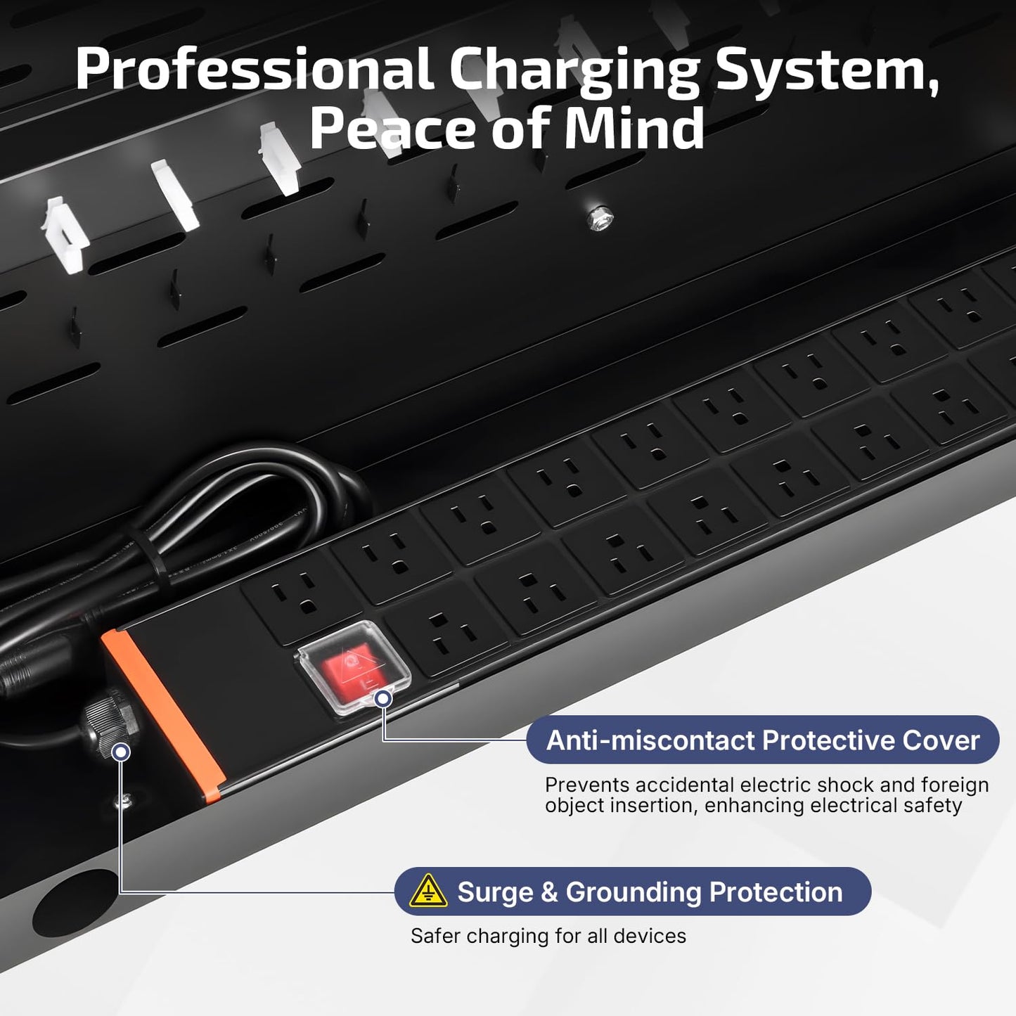 CXRCY 18-Device Mobile Open School Charging Cart Station for Ipads, Chromebooks | Open Design with Dividers| Portable Charging Stand| Devices up to 14" | for Schools, Offices, Training institutions