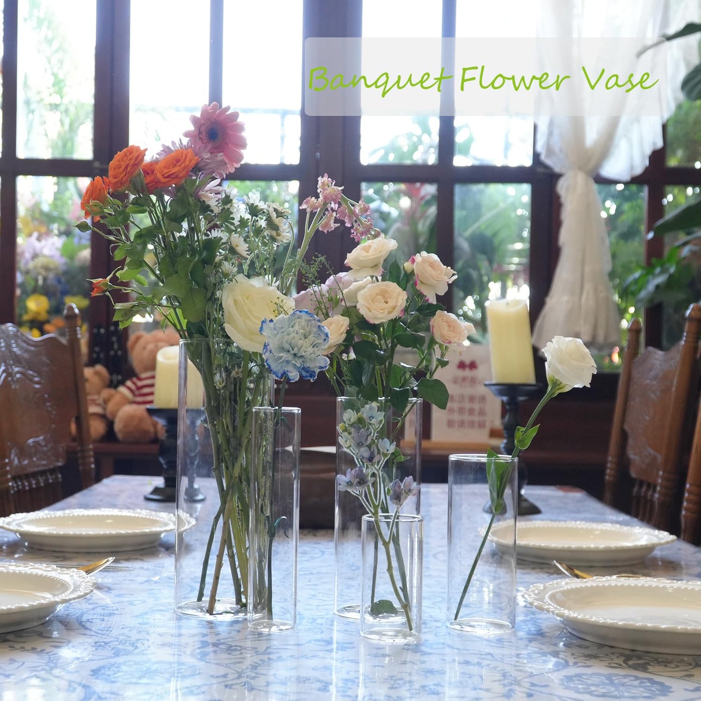 Zomiol 30pcs Glass Cylinder Vase for Centerpieces, 6,8,10,10,12 inch Tall Big Clear Flower Vase Bulk Floating Candle Holder for Wedding Table Home Décor and Party
