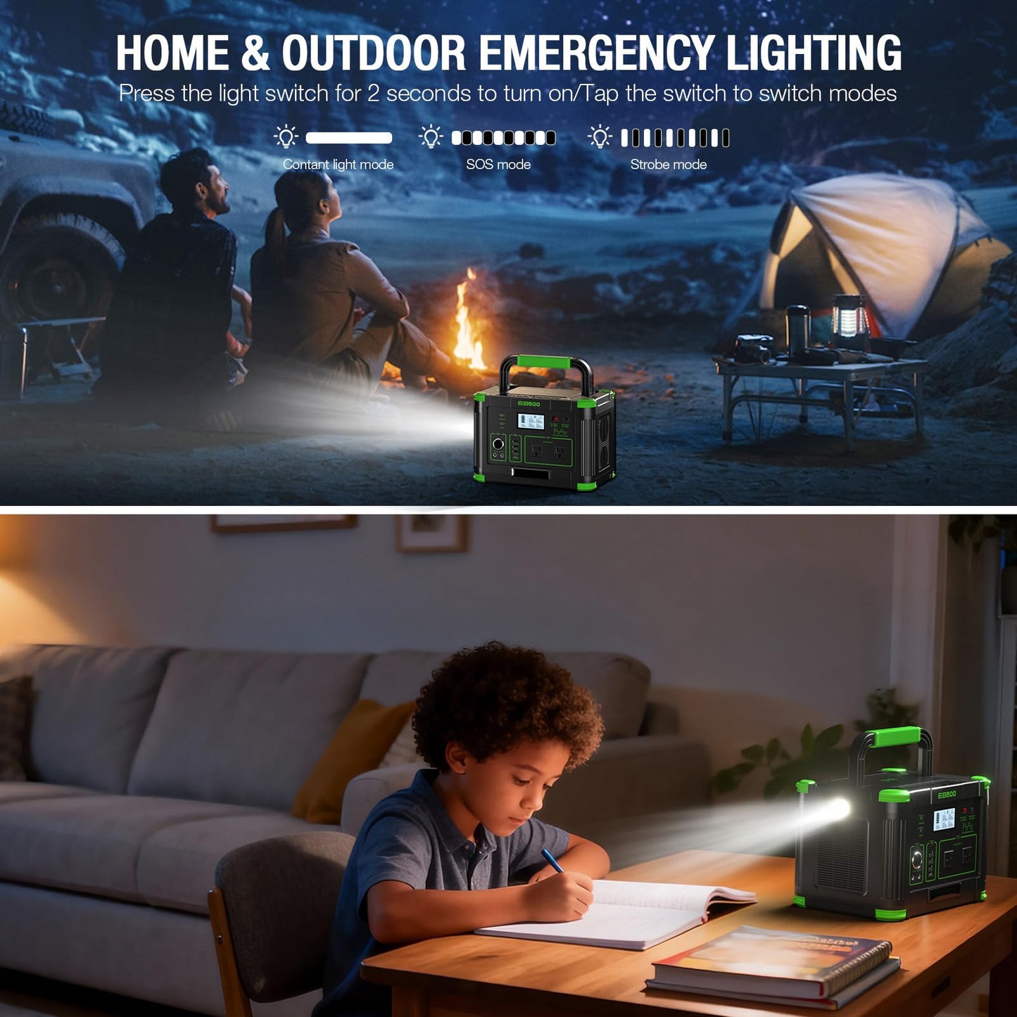 500W Portable Power Station with 100W Foldable Solar Panel, 519.48Wh Outdoor Solar Generator Backup Battery Pack with 2 AC Outlets, for RV, Van, Camping, Climbing, Road Trip & Home Emergency Use