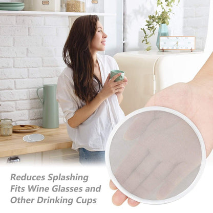 Boao 12 Pieces Stainless Steel Drink Covers Wine Glass Keeps Debris out Cup Drink Wine Glass Lid Mesh Ventilated Discs for Beverage Cover Outdoors Ventilation Reducing Splashing