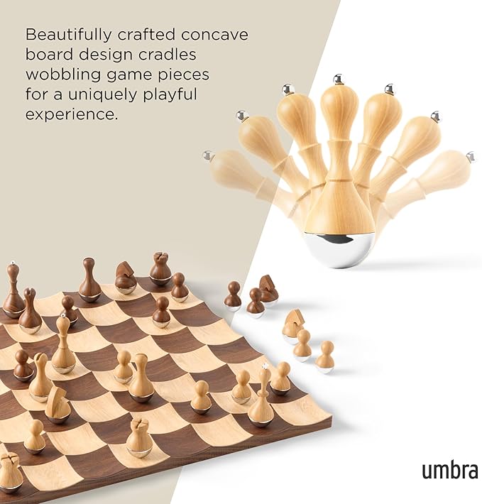 Umbra Wobble Chess Set Walnut