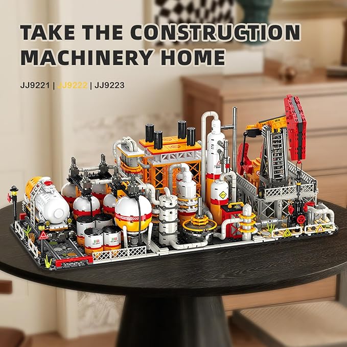 City Gas Station Building JJ9222 Set 734pcs Modular Chemical Plant Bricks Kit with Storage Tank &amp Lab Compatible with Lego City MOC Display Model for Adults &amp Kids Age 6+