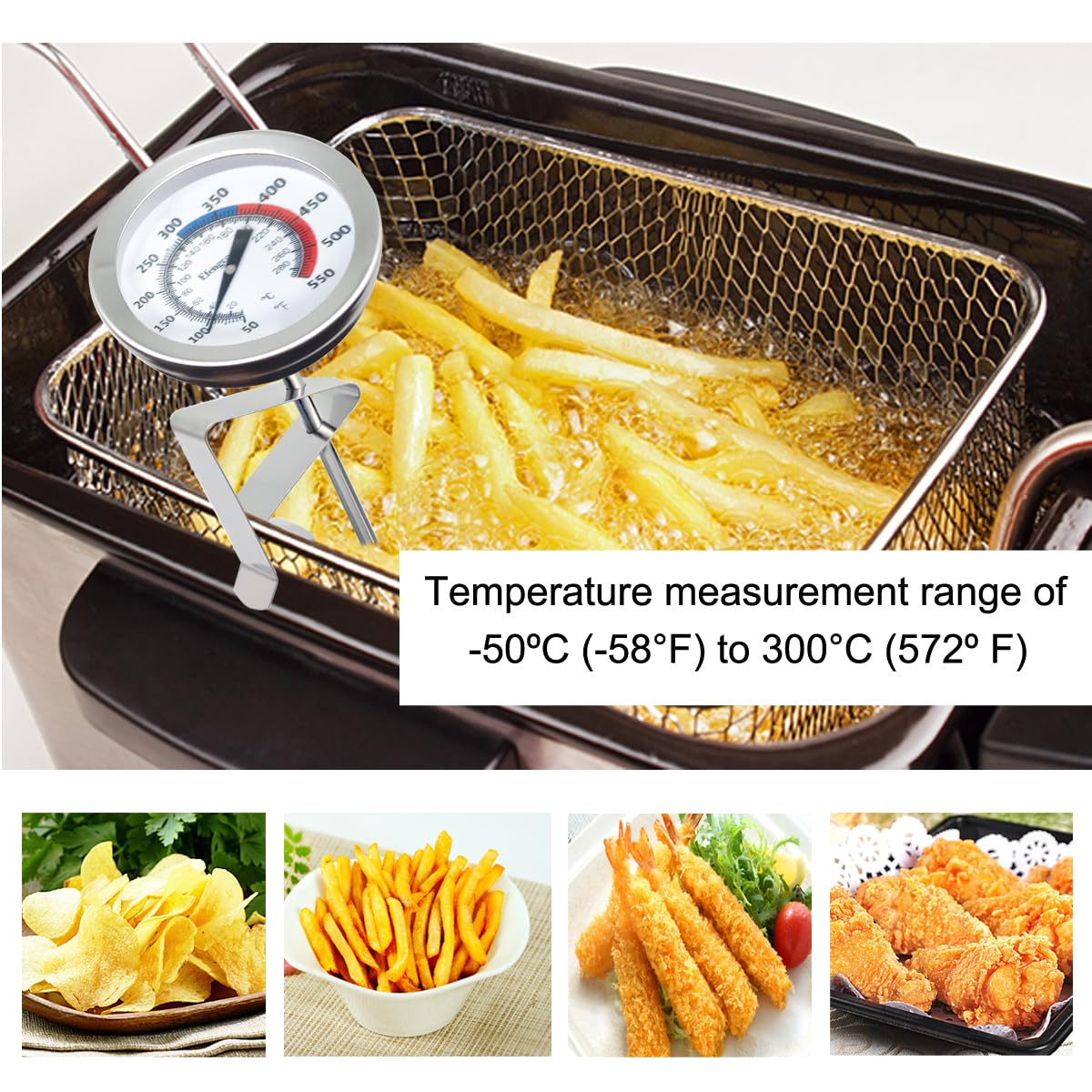 Deep Fry Turkey Candy Thermometer(2 Pack) with 12" Probe & Pot Clip,Oil Thermometer for Fring, Classical Gauge for Cooking of Tall pots,Beef,Lamb,Meat Cooking