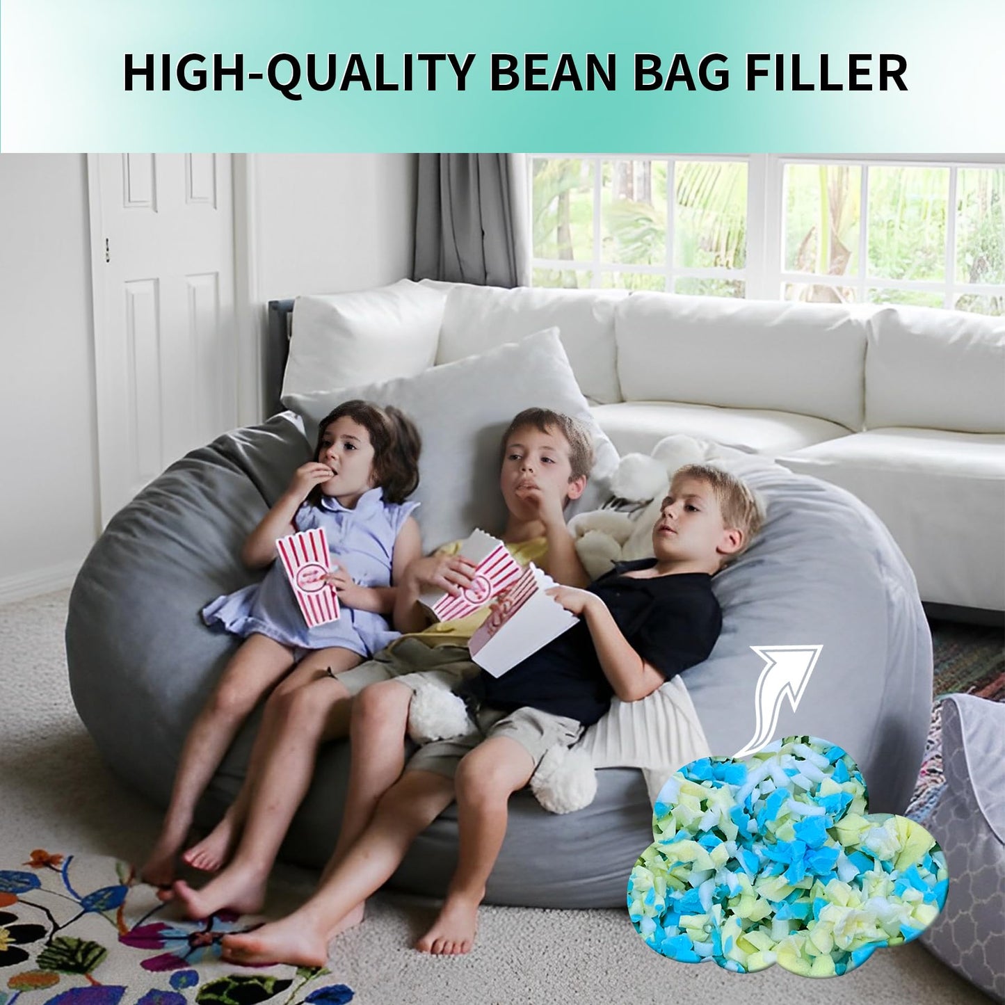 HONEHO 40lbs Shredded Memory Foam Bean Bag Filler, Soft and Convenient Bean Bag Filling Pillow Stuffing for Beanbag, Couch, Cushion, Stuffed Animals, Dog Bed, Arts Crafts