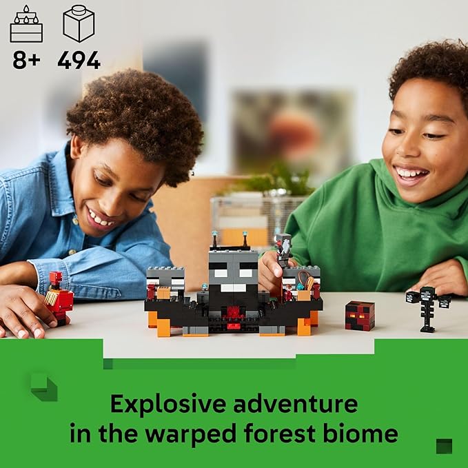 LEGO Minecraft Wither Battle Building &amp Pretend Play Toy for Boys &amp Girls - Video Game Playset &amp Toy Figures for Kids Ages 8+ - W/Crimson Warrior Minifigure &amp More - Gift Idea for Bir