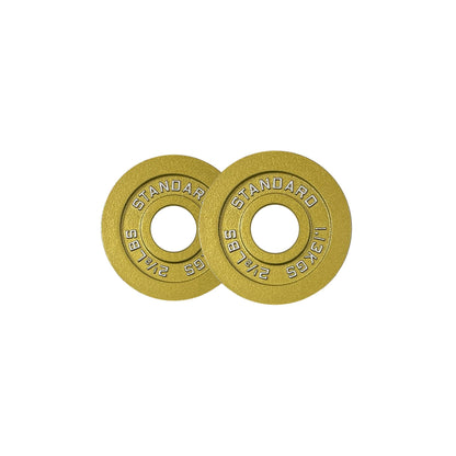 Gold Finish Olympic Steel Plates - Pairs and Sets 2 Inch Barbell Standard in Premium Gold for Weight Lifting (155lb Set)