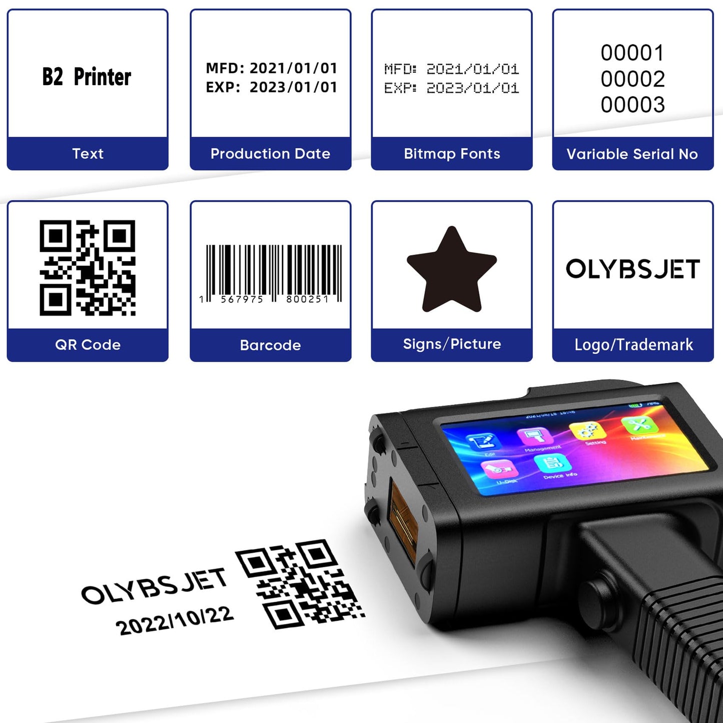 OLYBSJET BT-2580P Original Solvent Fast Dry Ink Cartridge Replacement for Handheld Inkjet Printer BT-HH6105B2, BT-HH6105B3 and B10