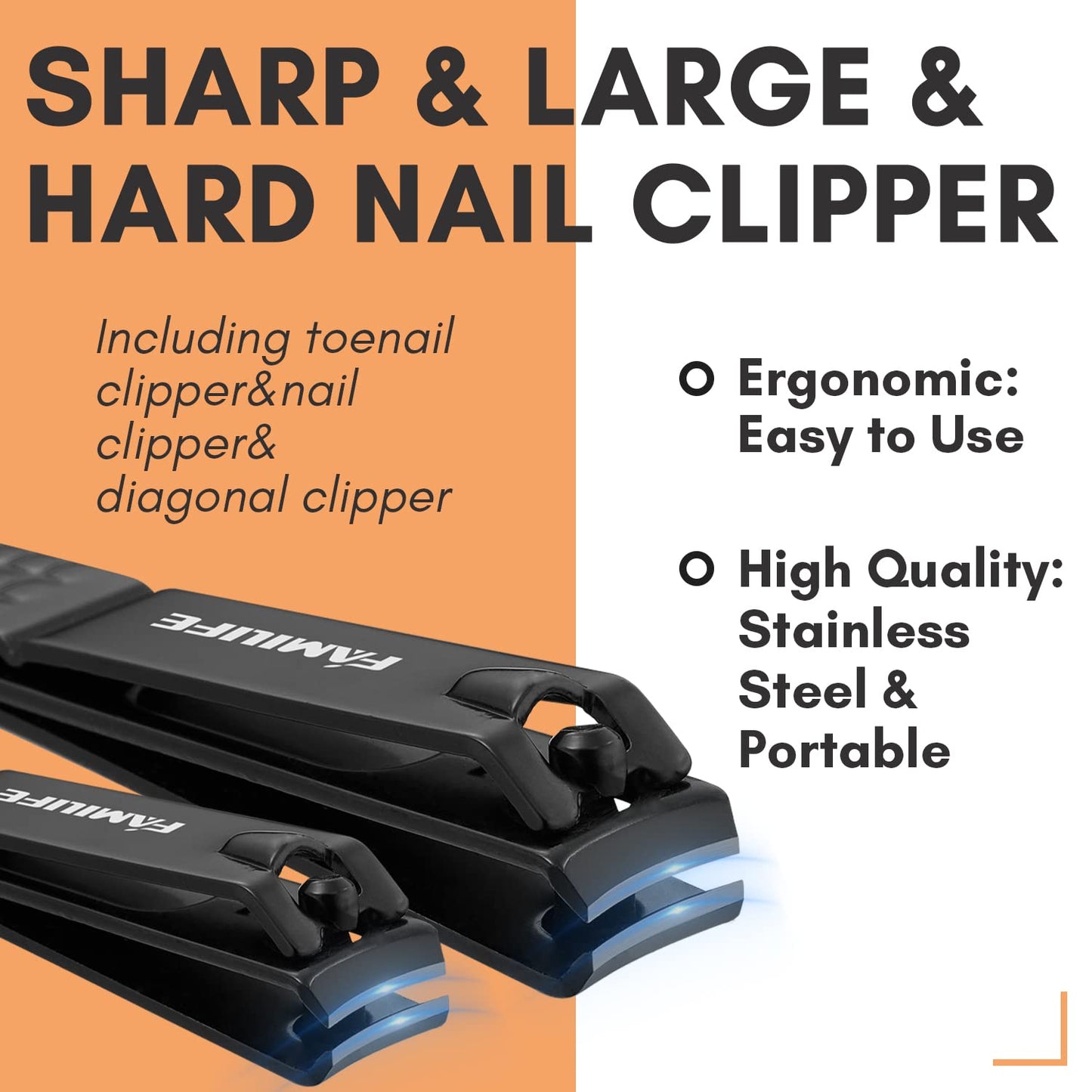 FAMILIFE Manicure Set, Nail Professional Kit Manicure Kits Nail Clipper Sets, 13PCS Stainless Steel Pedicure Sets Mens Grooming Tool, with Brown Leather Travel Case for Men