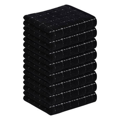 Homaxy 100% Cotton Terry Kitchen Towels(Black, 13 x 28 inches), Checkered Designed, Soft and Super Absorbent Dish Towels, 8 Pack
