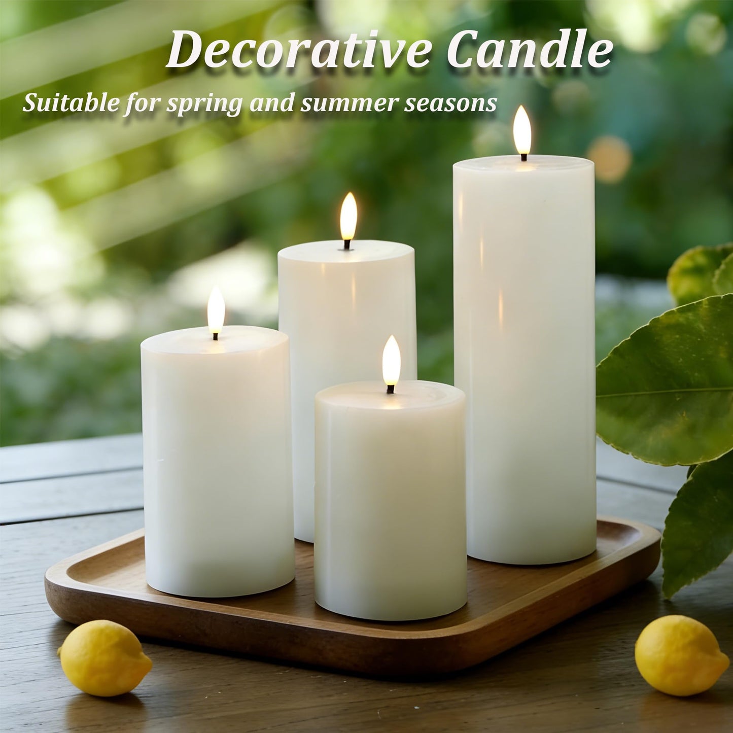 JOIONE Battery Operated Candles with Remote, LED Flameless Real Wax Pillar Candles Set of 4, Timer Function, Safe Home Décor for Living Room, Bedroom, and Dining Table, White