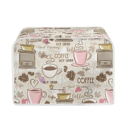 Talayituse Coffee Theme 2 Slice Toaster Covers Dust Protection Bread Maker Covers Toaster Oven Cloth Cover Kitchen Accessories Washable Appliance Cover