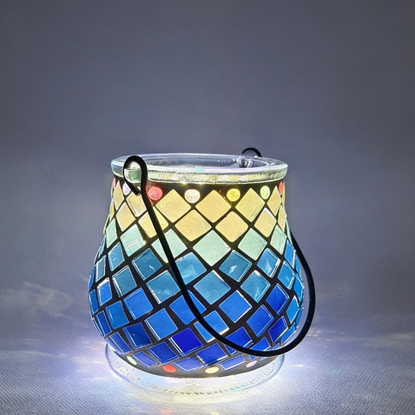 Maimeili Mosaic Candle Holder DIY Kits Stained Glass Handmade Candlestick with Handle Tealight Decor for Home Lighting Birthday Christmas(NO Candles)