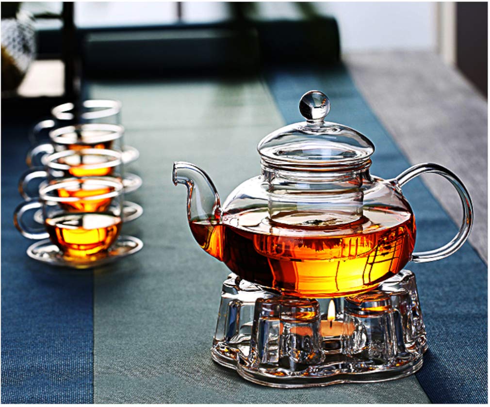 Sun's Tea Universal Solid Crystal Glass Ultra Clear Teapot Warmer | Tea Warmer | Teapot Heating Base | Tealight Warmer- Candle Never Flames Out
