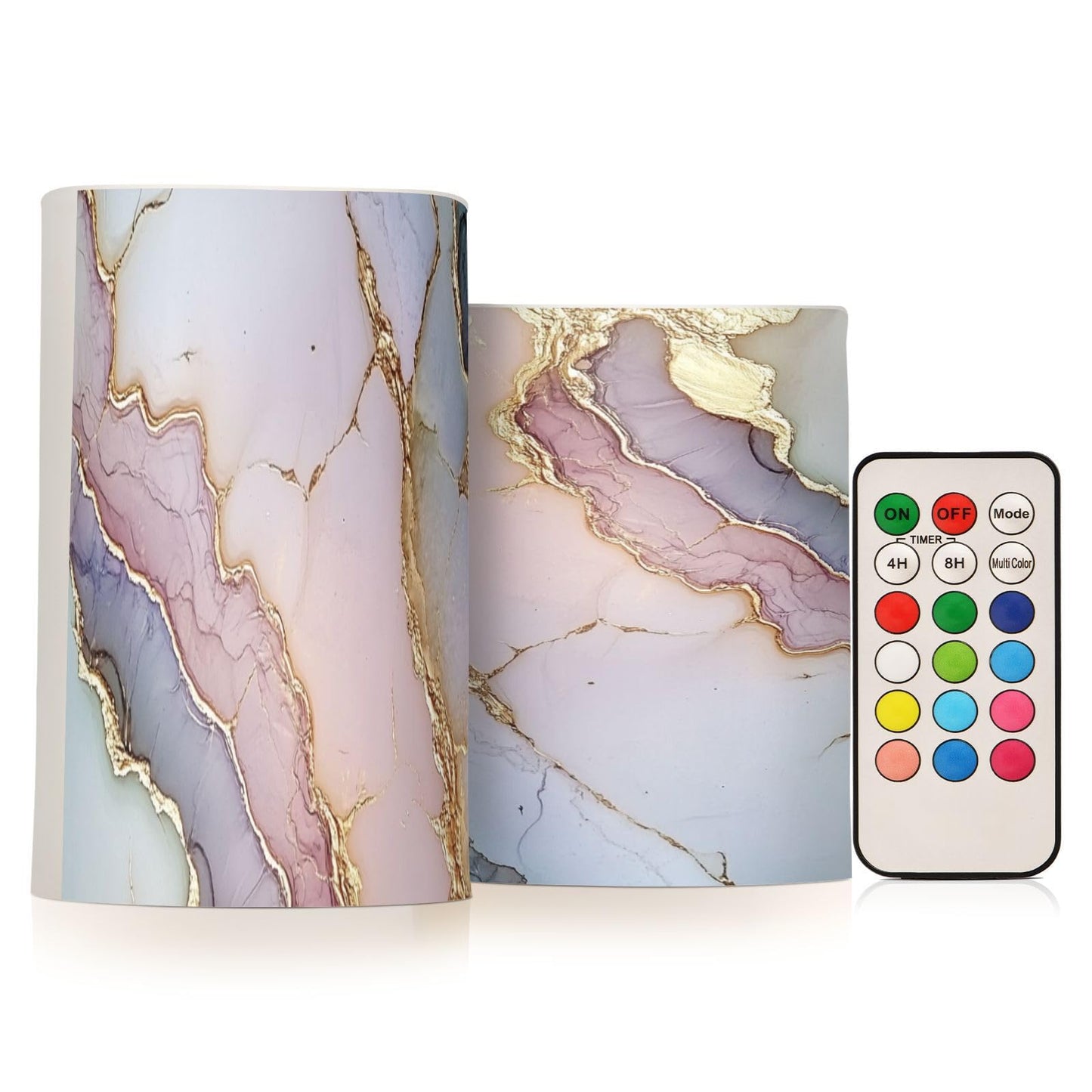 Flameless Flickering Candles Battery Operated Pillar Candles Set for Table Marble Blush Neutral