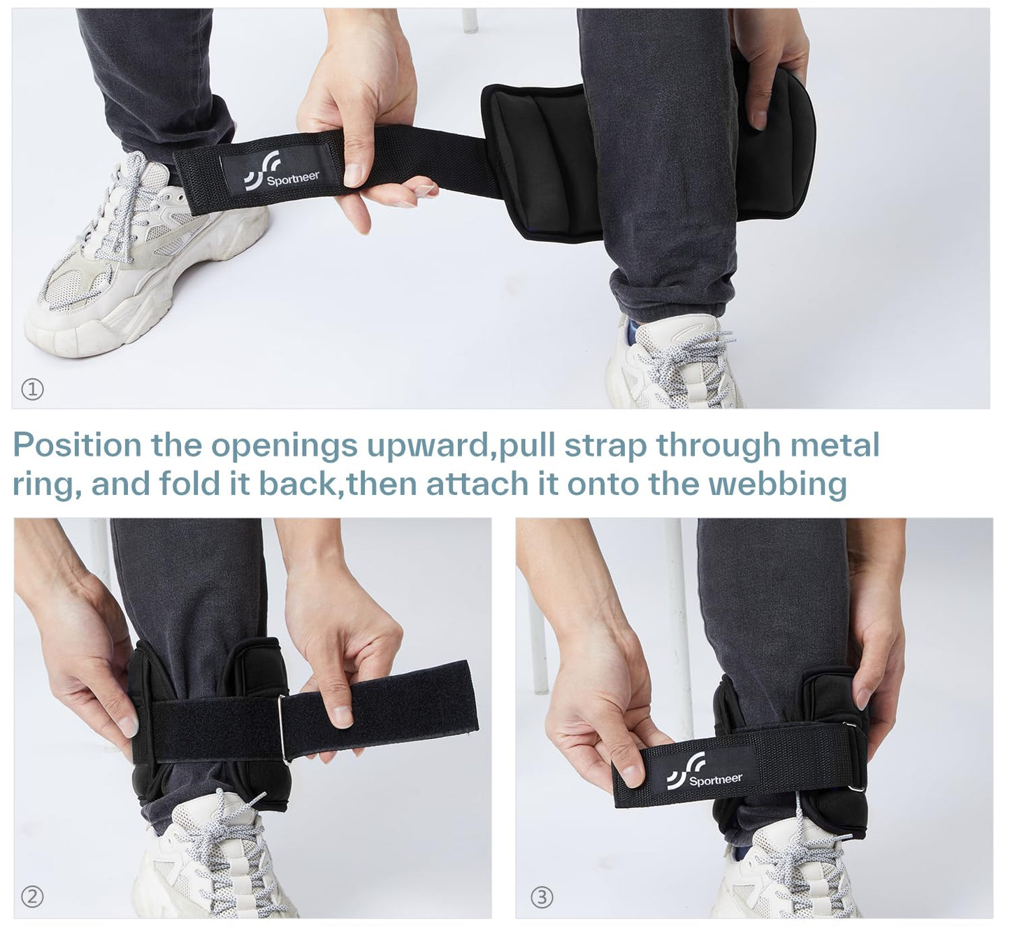Sportneer Adjustable Ankle Weights for Women and Men 7 lbs/Pair Adjustable Leg Weights with Secure Straps, Strength Training Weighted for Yoga, Walking, Running, Aerobics, Gym, Physical Therapy
