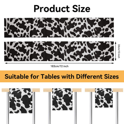 5 Pcs Linen Cow Print Table Runner Black and White Farm Cow Print Tablecloth Western Barnyard Cowboy Themed Table Cloths for Birthday Party Decorations Home Kitchen Supplies ( 13 x 72 in)
