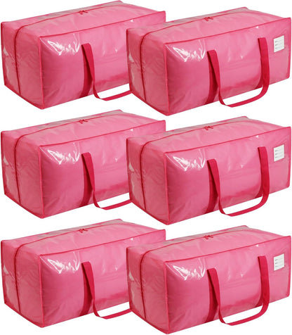 VTSVTS Extra Heavy Duty Large Moving Bags - Comfortable Handles & Strong Zippers | 6 Pack, Pink