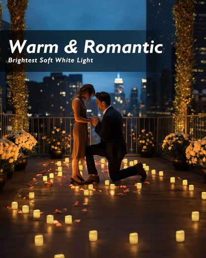 Homemory 24Pack Flickering Flameless Votive Candles,200+Hour Electric Fake Candles,Battery Operated LED Tealight for Wedding,Outdoor,Table,Halloween,Christmas Decor(Warm White,Battery Included)