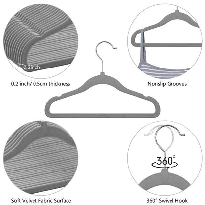 GoodtoU Kids Velvet Hangers,30 Pack Baby Hangers for Closet Non Slip Velvet Clothes Hanger Coat Hangers for Toddler Children Infant Hanger (Dark Grey 30Pack)