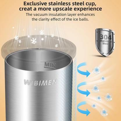 Clear Ice Cube Maker, 2" Stainless Steel Clear Ice Maker for Old Fashioned Whiskey lover, Bourbon, Whiskey, Cocktail Gifts for Men on Birthday or Holiday, Easy-Release Ice Ball Maker Mold