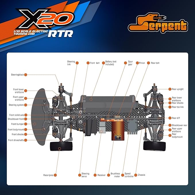Serpent 1/10 Touring Car RTR 4WD Fast Electric RC Car with Brushless Motor Set Carbon Fiber Parts CNC Aluminum Parts High Speed Batteries and Charger Not Included (Green)