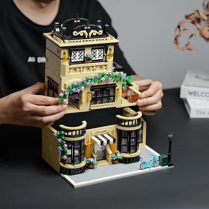 ENJBRICK Flowers City Coffee Shop Building Set for AdutlsArchitecture Building House Kit for Boys and Girls 8-14 Years 1443 pcs
