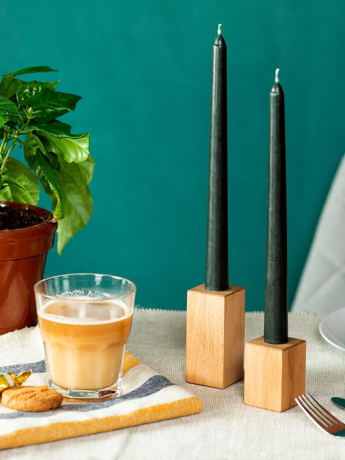CANDWAX 10 inch Taper Candles Set of 12 - Unscented Black Tapered Candle Sticks - Perfect for Halloween Decoration