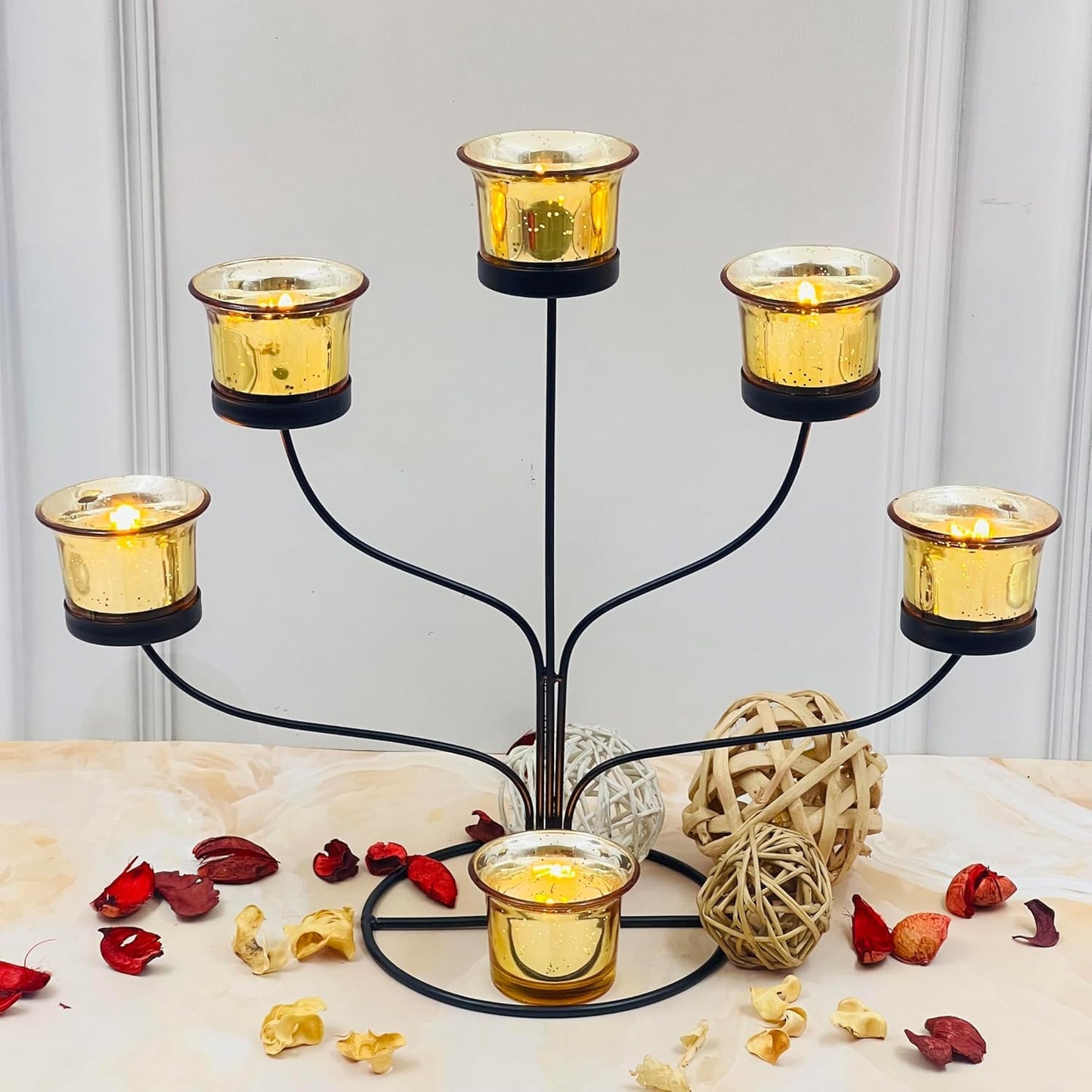 Hosley Set of 24 Metallic Gold Finish Glass Candle Tealight Holders Elevate Your Space with Elegant Decor and Timeless Ambiance