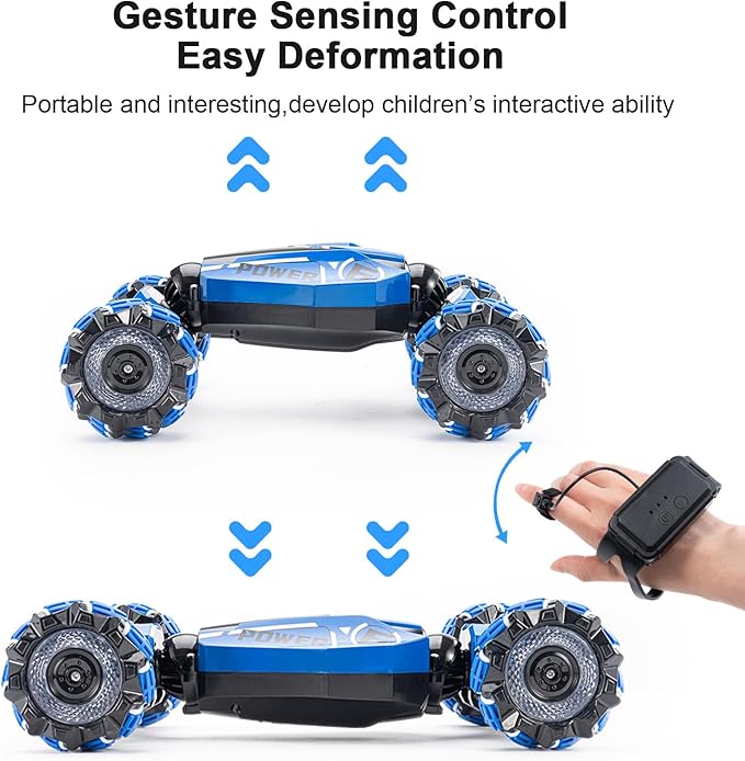 Gesture Sensing RC Stunt Car 2.4GHz 4WD Remote Control Gesture Sensor Toy CarsDrift Remote Control Car with 360° Flips Lights &amp Music for Boys Girls Ages 5-12