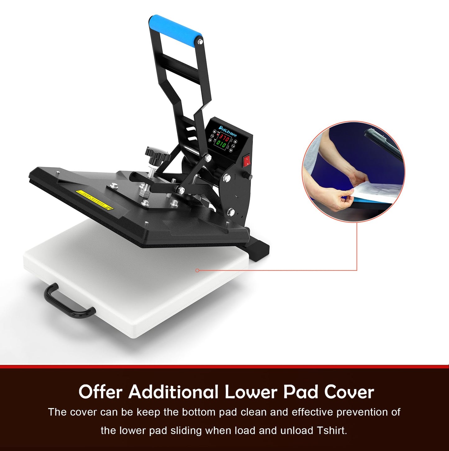 Delclynee 15" x 15" High Pressure Heat Press Machine for T Shirts, Industrial-Quality Digital Sublimation Printer for Heat Transfer Vinyl