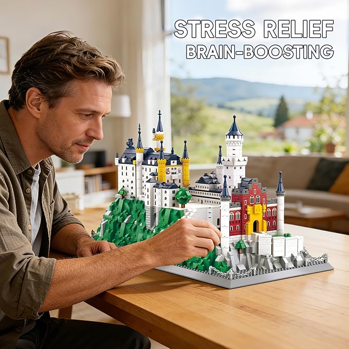 Neuschwanstein Castle Architecture Building Set 1969 Pcs Large German Bavaria Landmark Model Kit for Adults Collectible World Famous Building Construction Project DIY Home Decor Display Gift