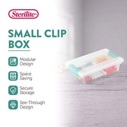 Sterilite 6-Pack Clip Box, Stackable Clear Plastic Bins with Latching Lids, Small - Writing, Arts or Crafts Supplies Storage Containers for Home, Office, Classroom and Workshop Organization